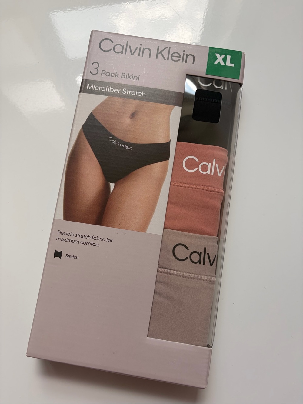 Calvin Klein 3-Pack Microfiber Stretch Bikini Panties – Black, Dusty Pink, Nude